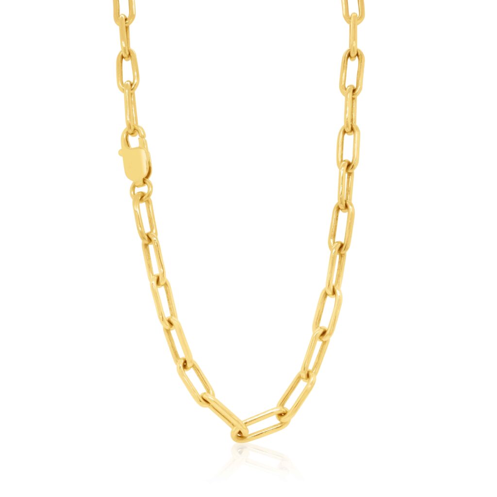 BB Yellow Gold Paperclip Necklace - BB Designer Jewellers